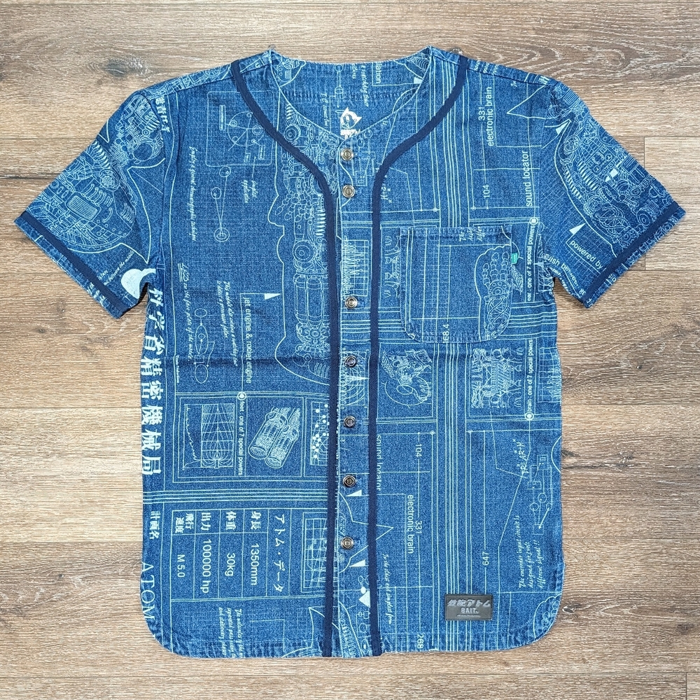 Bait x Astro Boy denim baseball (BLUE) jersey - SIZE M